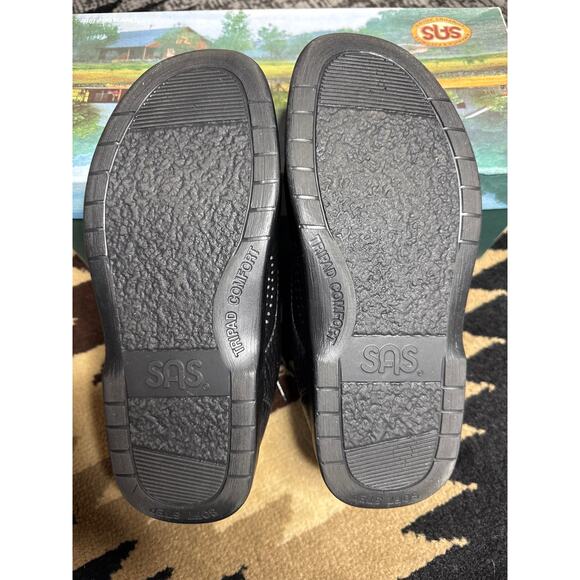 SAS  Bout Time Men\'s Comfort Tumbled Black Leather Shoe Size 7 barely used
